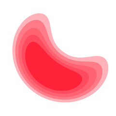 abstract layered red bean shape with varying shades of pink on transparent background