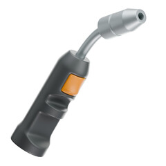 Black And Silver Welding Torch With Orange Accent On Handle With Transparent Background For Industrial Use