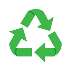 Fototapeta premium Green recycling symbol with three chasing arrows on a white background recycle