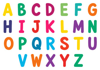 Colorful alphabet letters vector set for children’s learning and educational design. Perfect for posters, flashcards, nursery decor, preschool materials, and fun typography projects.
