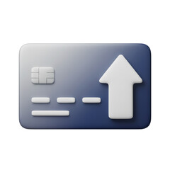 Modern 3D credit card icon with upward arrow symbolizing financial growth and success, perfect for banking apps and innovative payment solutions