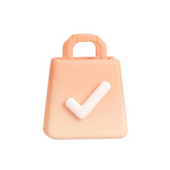 Stylish shopping bag with check mark for approved purchases, a modern symbol for e-commerce success and secure online transactions, perfect for marketing