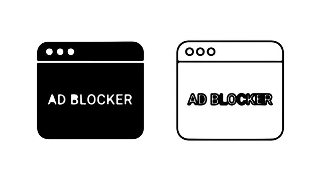 Ad Blocker Web Browser Window Icon Set