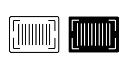 100% Premium Quality Line Art and Silhouette Pack Vector Design - Black and white barcode scanning icon symbolizing data verification process