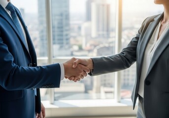 Business Deal: Handshake in Modern Office