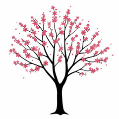 Fototapeta premium Elegant Flat Design Cherry Blossom Tree Illustration with Pink Flowers