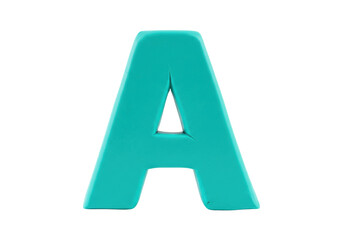 Isolated turquoise letter A, typography for education, creative design alphabet, 3D rendering