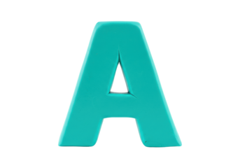 Isolated turquoise letter A, typography for education, creative design alphabet, 3D rendering