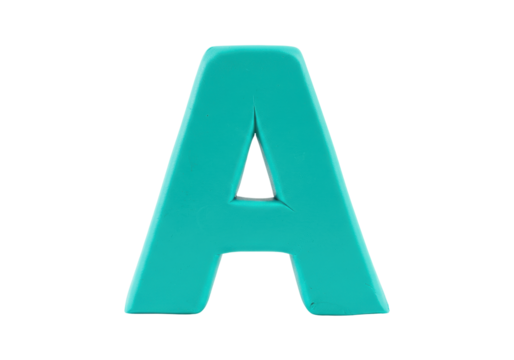 Isolated turquoise letter A, typography for education, creative design alphabet, 3D rendering