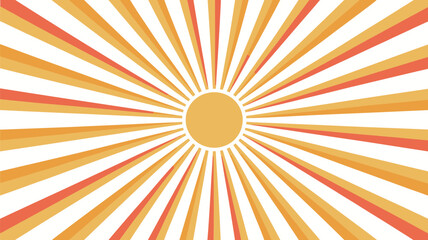 Fototapeta premium Illustration of a sun with rays emanating outward in shades of orange and yellow on white background