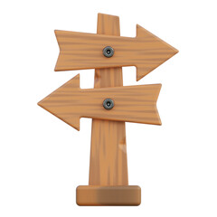 Rustic Wooden Signpost With Two Arrow Shaped Boards Pointing In Opposite Directions Against A Transparent Background