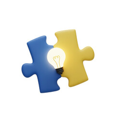 Innovative thinking sparks bright ideas, puzzle pieces connecting for creative solutions and problem solving, ideal for teamwork and business collaboration