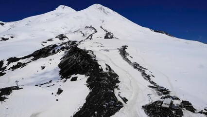 Aerial view of mount elbrus snow covered summit