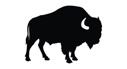 A striking silhouette of a bison facing towards the left side