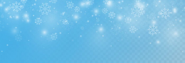 Snowfall PNG. Heavy snowfall or snowstorm with snowflakes of various shapes. Winter snowy background.
