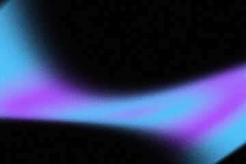 Abstract purple and blue glowing light wave with grainy texture and motion blur effect on black background for digital overlay and design