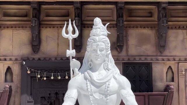 White colored Lord Shiva idol in one of the pandals in Kolkata