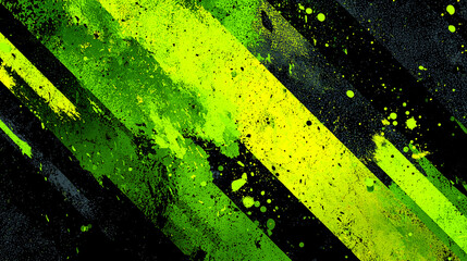 蛍光の緑色と黒のグリッチ・グランジの抽象的背景（テクノロジー・ストリート・ノイズ）	