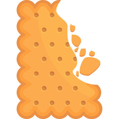 A Bitten Golden Square Cracker With A Transparent Background