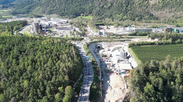 Ponte Riga near Varna and the A22, with the famous Brenner Base Tunnel construction site in the background, merging engineering and Alpine scenery.