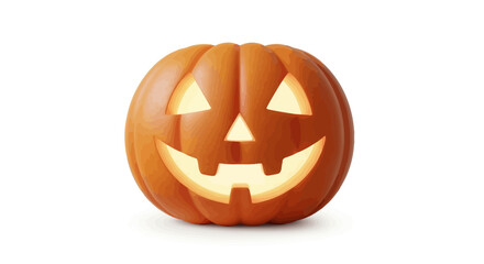 Spooky Halloween pumpkin glowing with a friendly smile on a crisp white background, ready for trick or treat season and festive fall celebrations