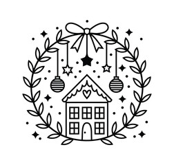 “Christmas House Laurel Wreath Ornament”