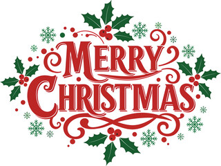 “Vintage Merry Christmas Holly Design”