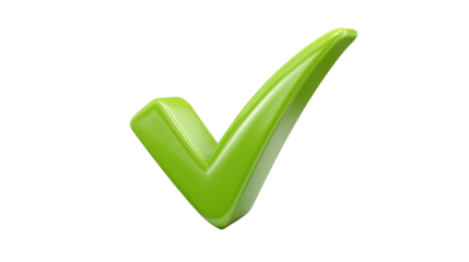 Green checkmark with brush stroke texture, hand-drawn style approval symbol with artistic flair, isolated on a transparent background