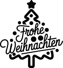 “Frohe Weihnachten Christmas Tree Typography”