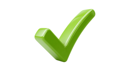 Green checkmark with brush stroke texture, hand-drawn style approval symbol with artistic flair, isolated on a transparent background