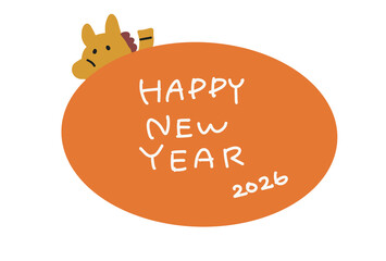 HAPPY NEW YEAR 2026馬のイラスト年賀状