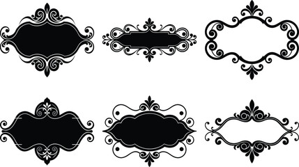 Vector art of selection of six decorative black frames design