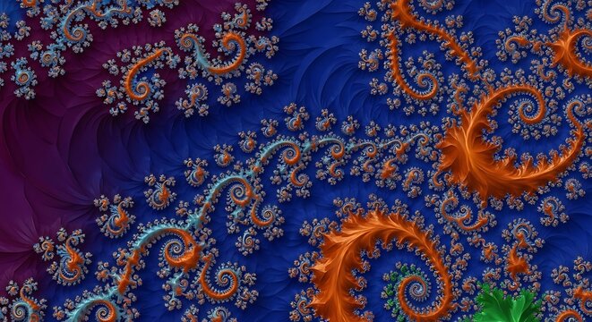 Colorful Fractal Art Intricate Swirls Abstract Design Artistic Background Detail Rich Patterns Visual Texture Wallpaper