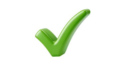 Green checkmark with brush stroke texture, hand-drawn style approval symbol with artistic flair, isolated on a transparent background