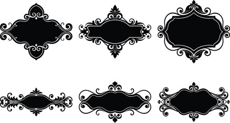 Vector art of collection of six ornate vintage frame designs