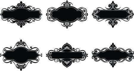 Vector art of set of six decorative vintage frame designs