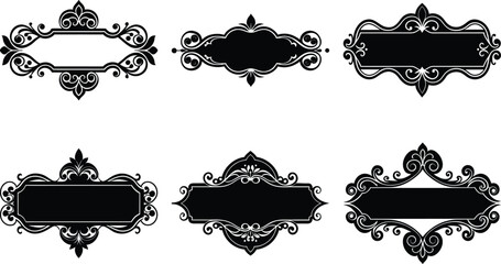Vector art of set of six vintage decorative frames