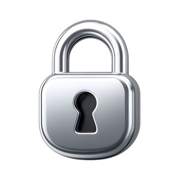 Shiny silver padlock icon in 3D style, representing data protection, privacy, and secure access.