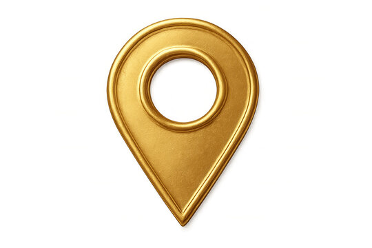 Golden map pin icon representing location, finding destination point, navigation, and global positioning system - Powered by Adobe