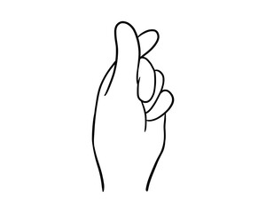 Korean love gesture, fingers making heart shape, hand drawn vector illustration