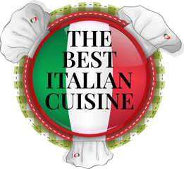 Vector logo representing the best Italian ice cream, featuring the colors of the Italian flag green, white, and red. The circular design includes a traditional vendor hat on top, symbolizing craftsman