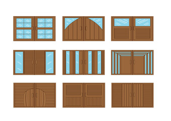 wooden window with glass design on white background illustration vector
