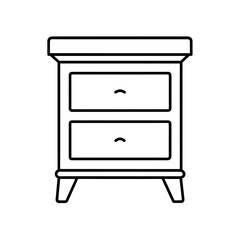 Simple dresser with drawers on transparent background