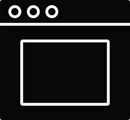 Editable; Premium Quality Adobe Illustrator Artwork; Silhouette Design - Black and white icon of a window with three circular buttons