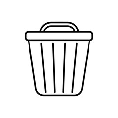 Simple trash can outline on transparent background
