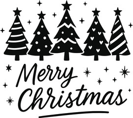 “Charming Christmas Trees Outline Art”