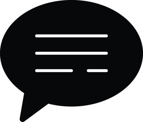 Editable; Premium Quality Adobe Illustrator Artwork; Silhouette Design - Black Speech Bubble with Horizontal Lines Representing Text and Conversation
