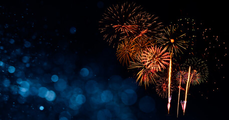 Fireworks with Abstract bokeh background