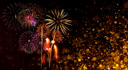 Fireworks with Abstract bokeh background