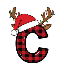 “Christmas Plaid Letter C Design”